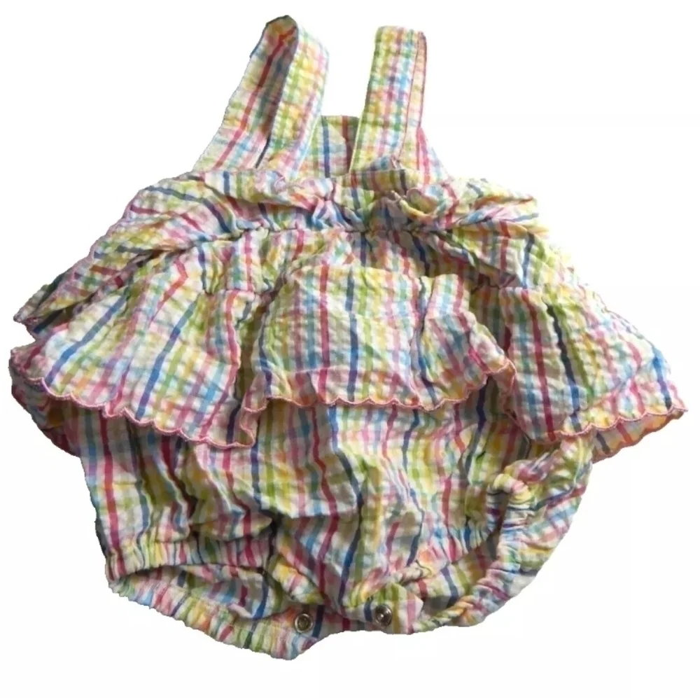 Oshkosh Vintage Ruffle Seersucker Romper